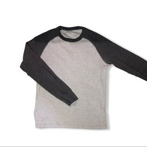 Arizona BaseBall Style Waffle Texture Long Sleeve Shirt Gray Large